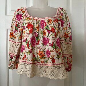 Rachel Zoe Floral Linen Top